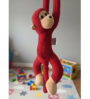 Atakids Sarılan Peluş Maymun Eğlenceli ve Sevimli Oyun Arkadaşı (Kırmızı)
