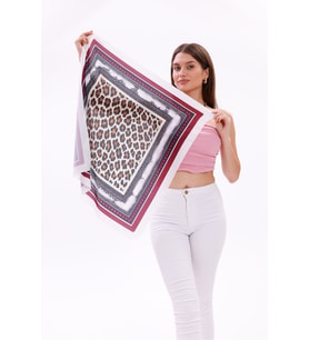 Safari Leopar Model Fular Bandana Şal Estascarf 70x70 Cm