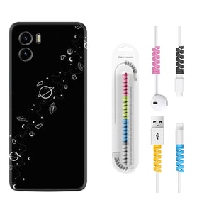 Vivo Y15S Y32 Y33S Y51 Y53S Kılıf Kablo Koruma Spiral Silikon Planet 1620