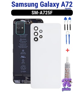 Samsung Galaxy A72 Arka Kapak Pil Batarya Kapağı Kamera Lensli SM-A725F Uyumlu + Tamir Kiti