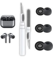 Samsung Galaxy Buds3 Pro / Buds4 Pro Uyumlu Üç Boyut Premium Silikon Kulaklık Uçları (S,M,L) Ve 3'ü 1 Arada Bluetooth Kulaklık Temizleme Kalemi Seti (Siyah)