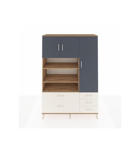 Hyperion Dolap 9 Raflı 5 Çekmeceli 3 Kapaklı 132x44x195 Çam-Antrasit/Aytaşı