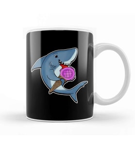 Adorable Shark Licking Ice Cream Cute Shark Lovers Kupa Bardak Porselen