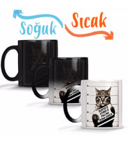 Gato Bad Cat Kedi Sihirli Kupa Bardak Porselen