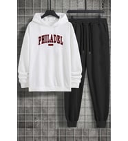 Unisex Philadelphia Baskılı Eşofman Takımı (A.Beyaz)
