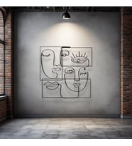 Soyut Yüz Metal Duvar Dekoru – Modern Minimalist Sanat Tablosu Ev Ofis Dekoru (Siyah)