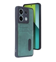 Note 13 5G Kılıf Sara Kartvizitli Deri Kılıf - Koyu Yeşil