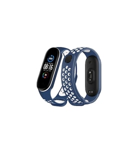 Mey İthalat® Mi Band 4 Spor Delikli Kordon - Lacivert-Beyaz