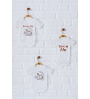 Pia Baby Premium %100 Pamuk İsme Özel Organik Baskılı Üçlü Set Çıtçıtlı Bebek Body Zıbın Modelleri 5051-18 (Ekru)