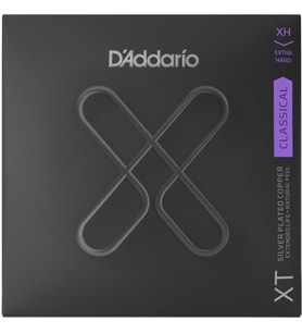 D'Addario XTC44 XT Silver Plated Copper Klasik Gitar Tel Seti  Extra Hard Tension, Kompozit Çekirdek, Gümüş Kaplama Baslar ve Uzatılmış Performans Ömrü