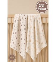 Unisex Bebek %100 Organik Pamuklu Wood Baskılı Çok Amaçlı Müslin Örtü & Bat
