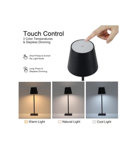 Dökünmatik Dimerli Taşınabilir Metal LED Masa Lambası (Krem)
