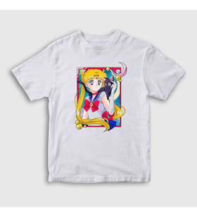 Presmono Unisex Çocuk Beyaz Serena Usagi Sailor Moon Ay Savaşçısı T-Shirt 487502tt