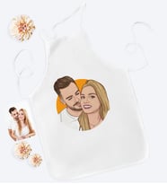 BK Gift Kişiye Özel Çizgi Roman Karikatürlü Beyaz Mutfak Önlüğü-1