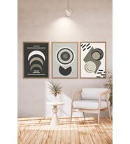Minimalist Tasarımlı 3'lü Doğal Ahşap Çerçeveli Tablo
