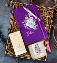eJOYA Kişiye Özel Defter Kalem & Latte Kupa & Bargello 384 Kadın Parfüm Hediye Kutusu 112637