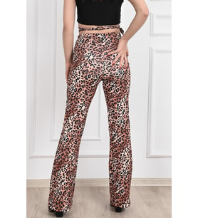 Leopar Desenli Yüksek Bel Tayt -1 6079-22 (Siyah)