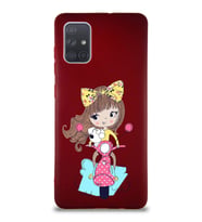 Samsung Galaxy A71 Soft Premier Kapak Vespagirl Tasarımlı Silikon Kılıf - Mürdüm (Şeffaf)