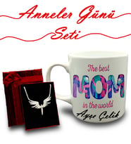 Anneler Gününe Özel Kişiye Özel Kupa & Mikail Melek Kolye Hediye Seti (Model 1)