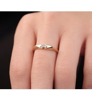 Onseva Kuyumculuk Minimal Baget Taşlı Şövalye Yüzük 14 Ayar Altın