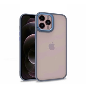 Apple iPhone 12 Pro Max Kılıf Case, Kamera Lens Korumalı Elektroplatin Kaplama Sert PC Koruyucu Colourful Platinum Serisi (Mavi)