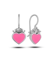 Gümüş Pembe Kalp Sallantılı Çocuk Küpe CSR2185026