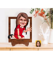 BK Gift Kişiye Özel Kız Çocuk Karikatürlü Ahşap Standlı 3D Biblo-2 (Beyaz)