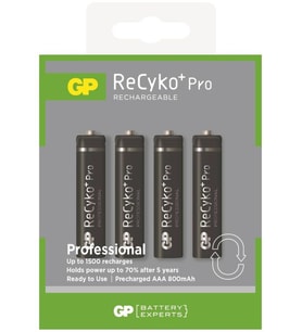 GP ReCyko 850mah AAA Şarjlı İnce Kalem Pil 4lü pk (Yeşil-Siyah)