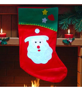 KIRMIZI NOEL ÇORABI NOEL BABA FİGÜRLÜ ÇORAP YILBAŞI SÜSLERİ YILBAŞI DEKORLARI 44 CM NOEL BABA ÇORABI