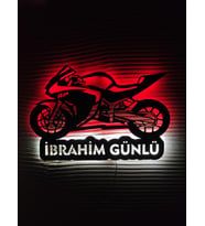 kişiye özel isimli motorsiklet r25 led ışıklı tablo