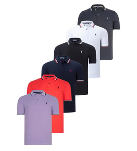 ALTILI SET T8594 DEWBERRY ERKEK T-SHIRT-SİYAH-BEYAZ-LACİVERT-ANTRASİT-NAR-LİLA (Karışık)