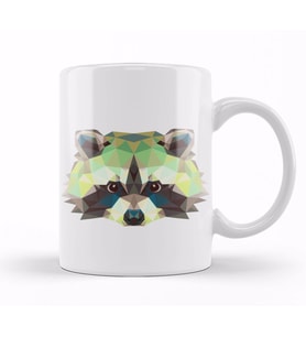 Geometric Animal Raccoon Kupa Bardak Porselen