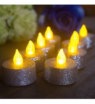 Petrix PD203-4 4'lü LED Tealight - Yanma efektli Gümüş Yaldızlı