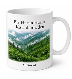 Karadeniz Çay Tarlası Baskılı Kupa Bardak Doğa Temalı Hediye