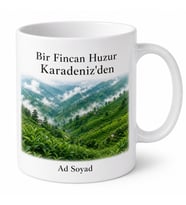 Karadeniz Çay Tarlası Baskılı Kupa Bardak Doğa Temalı Hediye