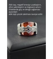 Akik Taşlı Gümüş erkek yüzük