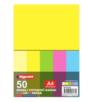 Bigpoint A4 Renkli Fotokopi Kağıdı 5 Renk 50'li Paket