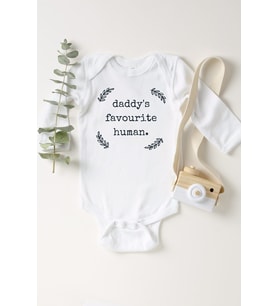 Unisex Bebek Beyaz Daddy's Favourite Human Çıtçıtlı Body
