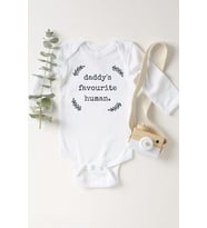 Unisex Bebek Beyaz Daddy's Favourite Human Çıtçıtlı Body