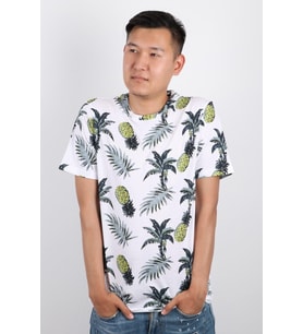 Erkek Bisiklet Yaka Baskılı T-shirt %100 Pamuk Tişört