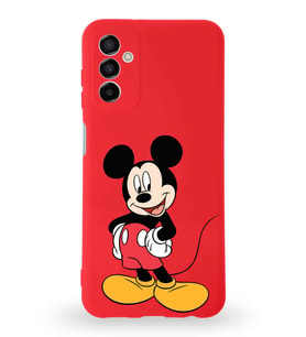 Samsung Galaxy M23 Uyumlu Lansman Kılıf Altı Kapalı İçi Kadife  Mickey Mouse-E Tasarımlı  Kapak (Şeffaf)