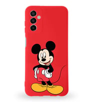 Samsung Galaxy M23 Uyumlu Lansman Kılıf Altı Kapalı İçi Kadife  Mickey Mouse-E Tasarımlı  Kapak (Şeffaf)