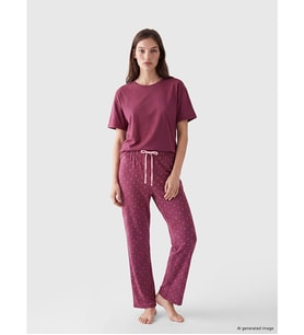 LCW DREAM Mürdüm Bisiklet Yaka Baskılı Kadın Pijama Takımı