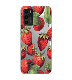 Oppo A55 Uyumlu Çilek Desenli Şeffaf Telefon Kılıfı