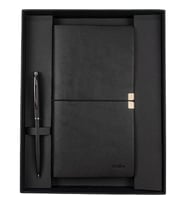 Kişiye Özel Scrikss Toledo Premium Defter C7 Siyah & Mat Siyah Tükenmez Kalem Seti