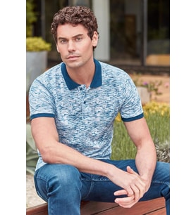 Lacivert Baskılı Pike Polo Yaka Garnili %100 Pamuk Casual Slim Fit Dar Kesim Tişört 1011240157