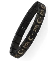 Ay Yıldızlı Göktürkçe Türk İtalyan Charm Unisex Çelik Bileklik scb60 (Siyah)