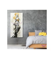 Tekli Panoramik Dikey Kanvas Modern Salon Tablosu Çizgisel Kadın Heykeli