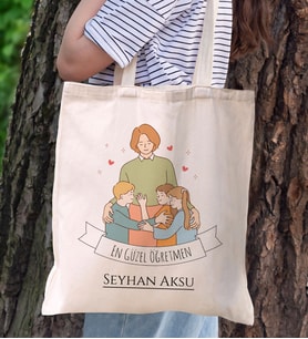 BK Gift Kişiye Özel Öğretmenler Günü Tasarımlı Kanvas Bez Çanta- 7, Öğretmene Hediye, Öğretmenler Günü
