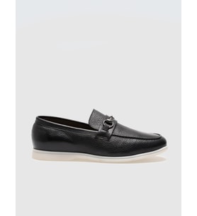 Hakiki Deri Siyah Tokalı Erkek Loafer